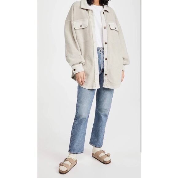 Free People Ruby Jacket Shacket Distressed Elbow Patch Button Up Ovresized S - Picture 5 of 16